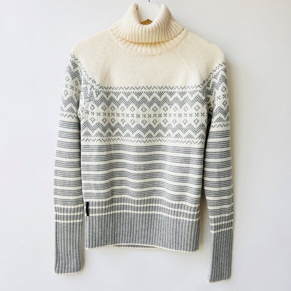 Icebreaker Merino wool turtle neck sweater, Gray/white, Size M D28 - Picture 4 of 13